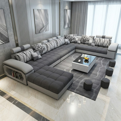 Wunnlandschaft Ecksofa U-Form Canapé Lieder Design Canapé Stoff