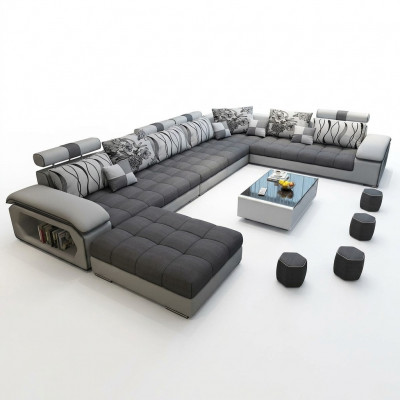 Wunnlandschaft Ecksofa U-Form Canapé Lieder Design Canapé Stoff