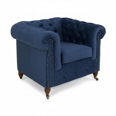 Designer Fautel 1 Sëtz Blo Lieder Textil Luxus Club Lounge Sofa Chesterfield