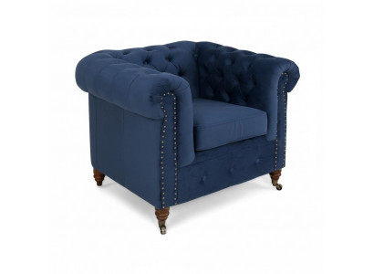Designer Fautel 1 Sëtz Blo Lieder Textil Luxus Club Lounge Sofa Chesterfield