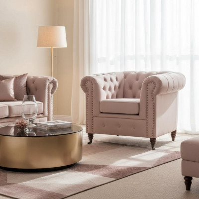 Edel Design Chesterfield Polstersëtz Fernseh Sëtz Club Lounge Textil