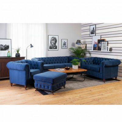 Luxus Chesterfield Designer Canapéën Lieder Sofa Textil Stoff XXL grouss Canapéën 3tlg