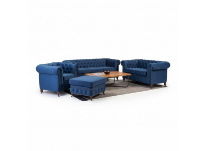 Luxus Chesterfield Designer Canapéën Lieder Sofa Textil Stoff XXL grouss Canapéën 3tlg