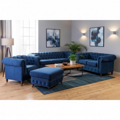 Designer Sofa 3 Sëtzer Chesterfield Couch Polstersofas Sëtz Drësëtzer Textil