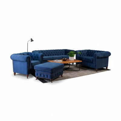 Designer Sofa 3 Sëtzer Chesterfield Couch Polstersofas Sëtz Drësëtzer Textil