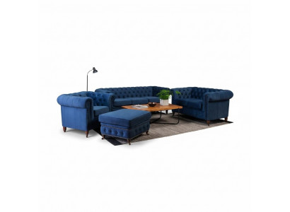 Designer Sofa 3 Sëtzer Chesterfield Couch Polstersofas Sëtz Drësëtzer Textil
