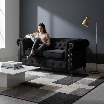 Sofa 2 Sëtz Design Sofen Polster Couchen Textil Relax Modern Zweisëtzer Nei