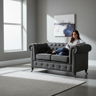 Design Zweesëtzer Miwwelen 2 Sëtzer Canapé Couch Polster Lounge Club Couchen