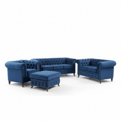 Chesterfield 3-Sëtzer Couch Polster Couche Sëtz Wunnzëmmer Sofa Dräisëtzer Nei
