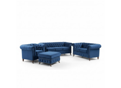 Chesterfield 3-Sëtzer Couch Polster Couche Sëtz Wunnzëmmer Sofa Dräisëtzer Nei