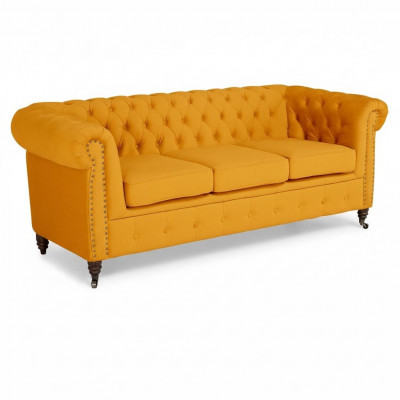 Klassesch Chesterfield Miwwel Drësëtzeger Canapé Textil Sofa Edelt Design Orange