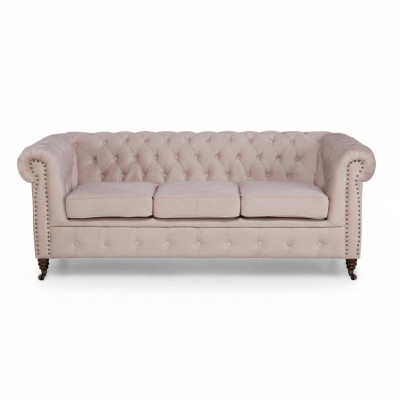 Klassesch Chesterfield Miwwelen 3 Sëtz Canapé Textil Stoft Sofa Edel Design Nei