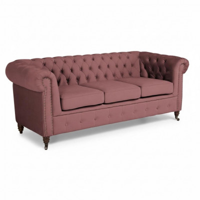 Klassesch Miwwelen Chesterfield 3-Sëtzer Couch Textil Stoff Sofa Édelt Design Nei