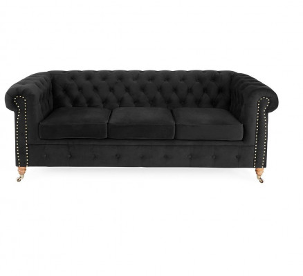 Chesterfield 3-Sëtzer Canapé Textilstoff Sofa Eedel Design Klassesch Miwwel Nei