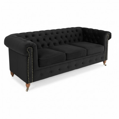 Chesterfield 3-Sëtzer Canapé Textilstoff Sofa Eedel Design Klassesch Miwwel Nei