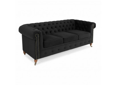 Chesterfield 3-Sëtzer Canapé Textilstoff Sofa Eedel Design Klassesch Miwwel Nei
