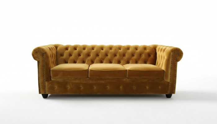 Chesterfield 3-Sëtz Sofa Büro Couch mat Schlofffunktion Sofas Couchen Dräisëtzer