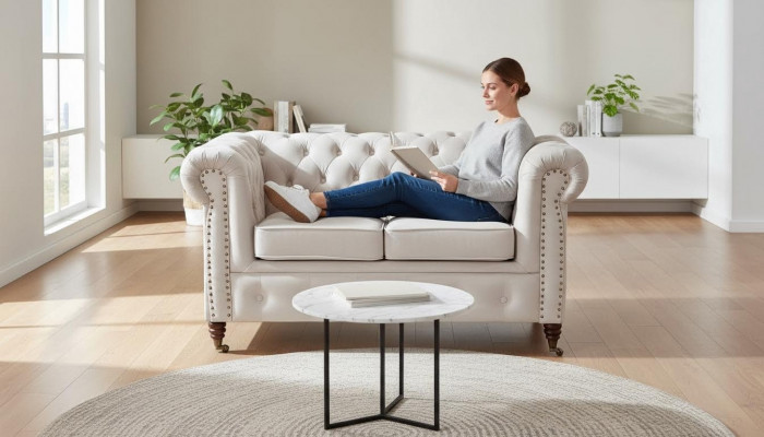 Canapé 2 Plazen Chesterfield Couch Textil Stoff Canapé Miwwelen Edel Design