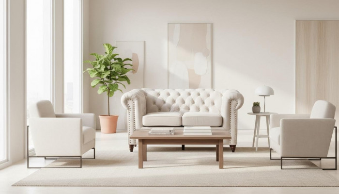 Canapé 2 Plazen Chesterfield Couch Textil Stoff Canapé Miwwelen Edel Design