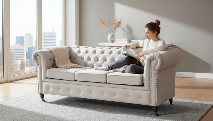 Chesterfield Sofa Garnitur 3+2 Sëtzer Design Canapé Polstersofa Garnitur Set Nei