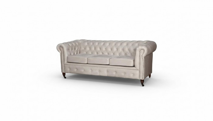 Chesterfield 3 Sëtzer Sofa Lieder-Sofa Couch Polster Sëtz Garnitur Drësëtzer Nei