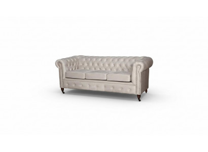 Chesterfield 3 Sëtzer Sofa Lieder-Sofa Couch Polster Sëtz Garnitur Drësëtzer Nei