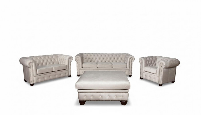 Chesterfield Sofagarnitur Canapé Set 321+Hocker Sëtz Polster Garnituren Textil
