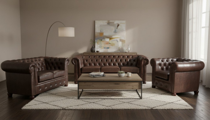 Chesterfield 3 Sëtzer Canapé Lieder Canapé Couch Polster Sëtz Canapéë Dräisëtzer