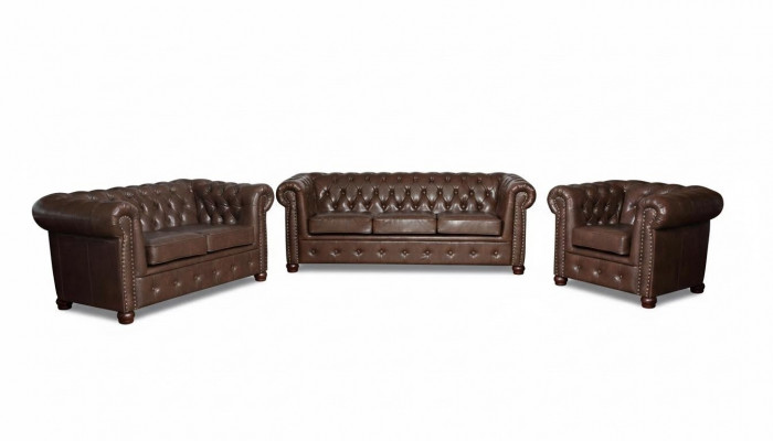 Chesterfield 3 Sëtzer Canapé Lieder Canapé Couch Polster Sëtz Canapéë Dräisëtzer