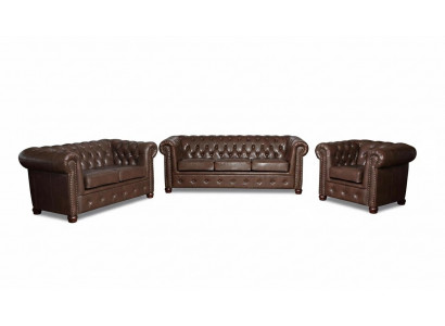 Chesterfield 3 Sëtzer Canapé Lieder Canapé Couch Polster Sëtz Canapéë Dräisëtzer