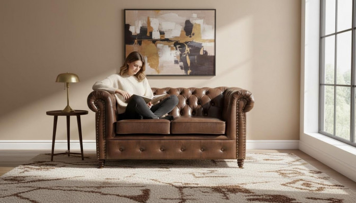 Sofa 2 Sëtzer Design Sofas Polster Modern Sëtz Stoff Zweisëtzer Lieder Nei