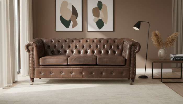 Designer Chesterfield Sofagarnitur Sofa Couch Polsterset 3+2+1 Sëtz.