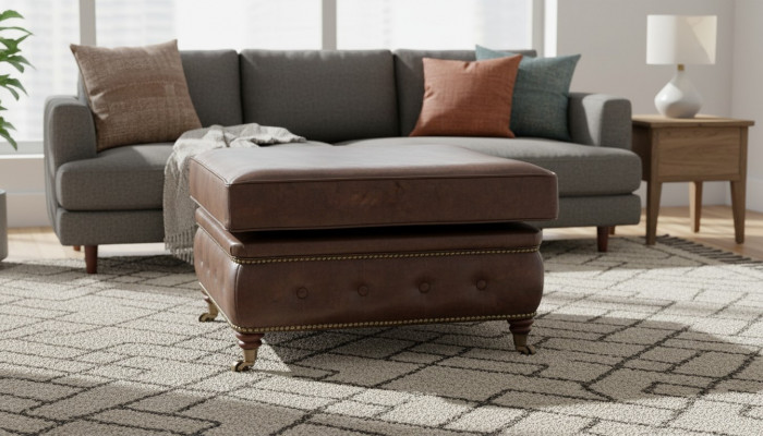 Chesterfield Foussuewer Club Lounge Hocker Lieder Stoff Ottoman Designer