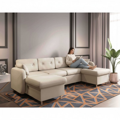 Ecksofa Sofa Polster Canapé Wunnlandschaft U-Form Schlofffunktion Textil Stoff