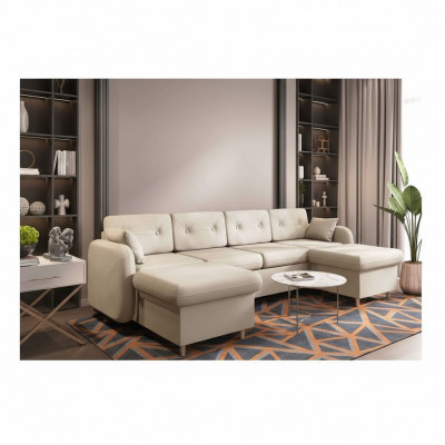 Ecksofa Sofa Polster Canapé Wunnlandschaft U-Form Schlofffunktion Textil Stoff