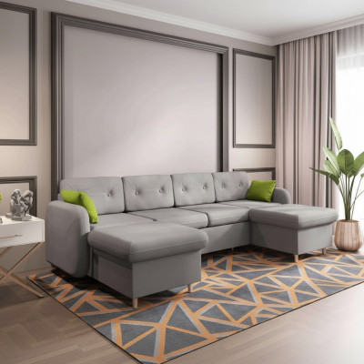Wunnlandschaft Bettfunktioun Stoff Ecksofa U-Form Deko Couch Design Polster