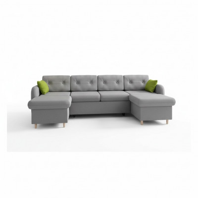 Wunnlandschaft Bettfunktioun Stoff Ecksofa U-Form Deko Couch Design Polster