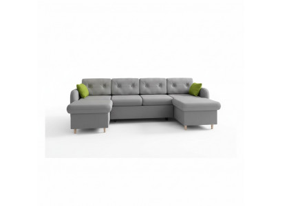 Wunnlandschaft Bettfunktioun Stoff Ecksofa U-Form Deko Couch Design Polster