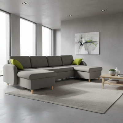 Design Eckcouch U-Form Schlooffunktioun Canapé Lieder Textil Canapéë Schloofcanapé