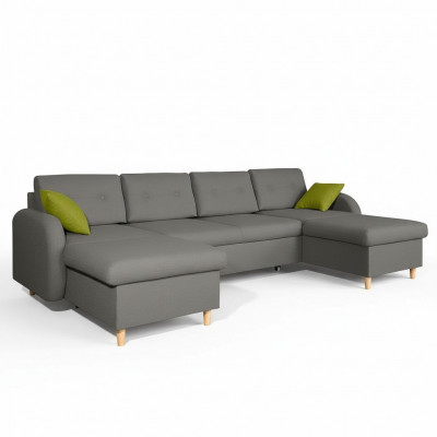 Design Eckcouch U-Form Schlooffunktioun Canapé Lieder Textil Canapéë Schloofcanapé