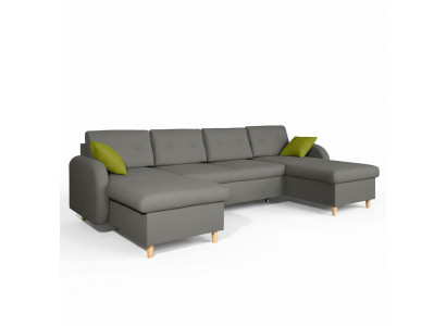 Design Eckcouch U-Form Schlooffunktioun Canapé Lieder Textil Canapéë Schloofcanapé