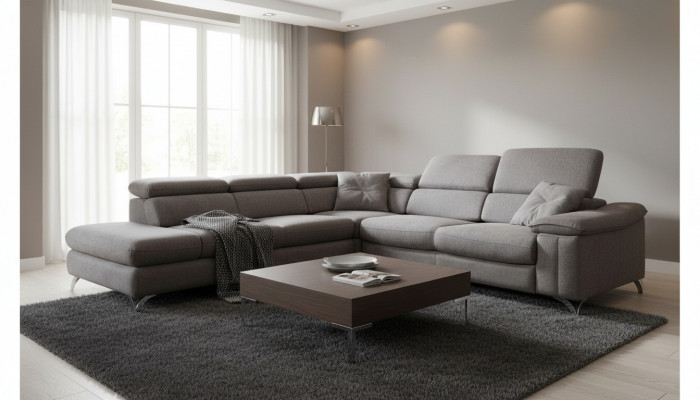 Design Ecksofa L-Form Bettfunktion Couch Lieder Textil Sofa Multifunktion