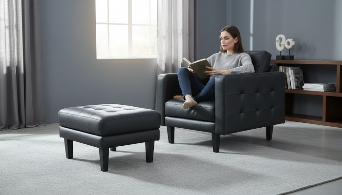 Sessel Club Lounge Designer Lehnstull Polstersofa 1 Sëtzer Fernsehleder