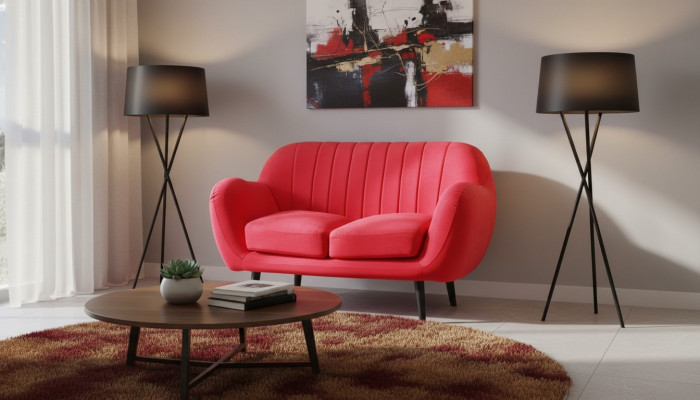 Sofa 2-Sëtz Design Sofas Modern Polstersëtzer Stoff Sëtz Zweisëtzer Lieder Nei