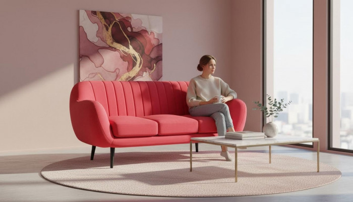 Dreiplazeg Canapé Polster Design Sofa 3er-Sëtz Sofen Zëmmer Rout Luxus Canapéen