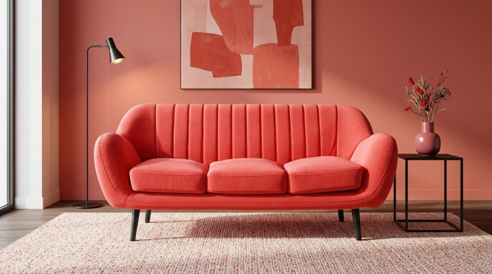 Dreiplazeg Canapé Polster Design Sofa 3er-Sëtz Sofen Zëmmer Rout Luxus Canapéen