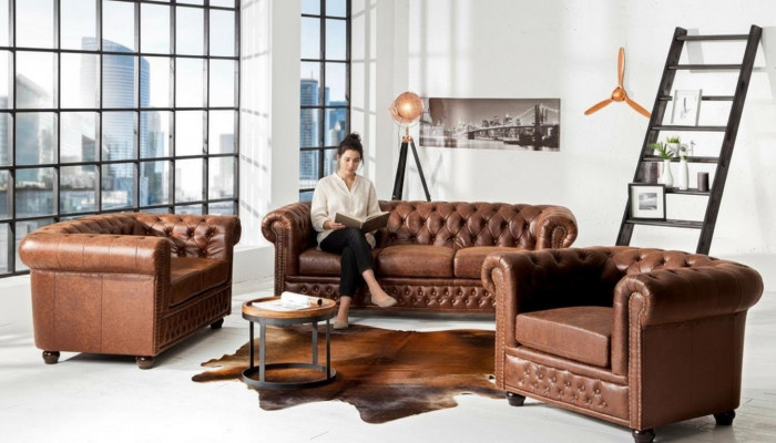Couch Këssen Sofa Textil Chesterfield Couchen Garnitur 3-Sëtzer Dräisëtzer