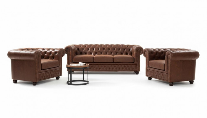 Couch Këssen Sofa Textil Chesterfield Couchen Garnitur 3-Sëtzer Dräisëtzer