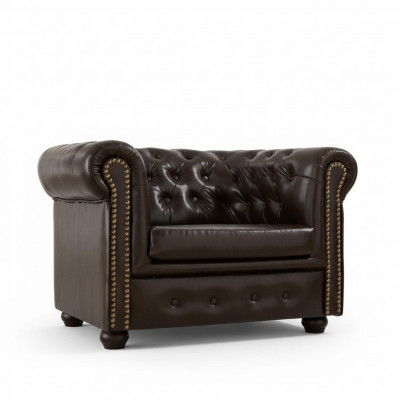 Chesterfield Fauteuil Fernseh Canapé 1-Sëtzer Sofa Lieder Stoff Canapéen Polsteren