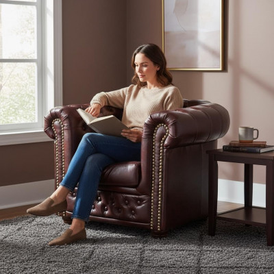 Chesterfield Fauteuil Fernsehcouch 1-Sëtz Sofa Stoff Textil Couchen Polster